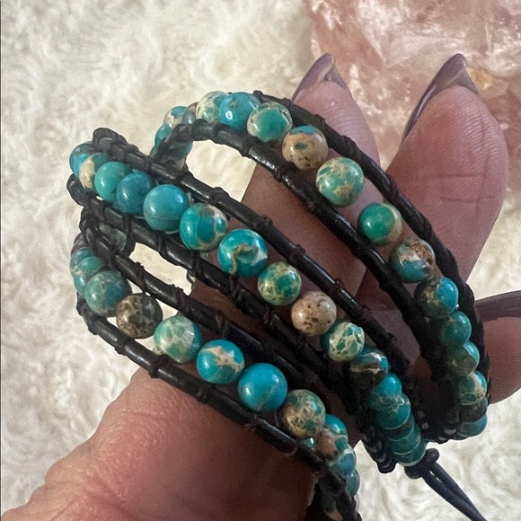 Turquoise Beaded Wrap Bracelet - Picture 3 of 3